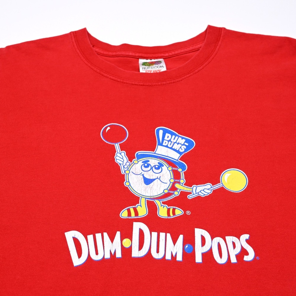 Vintage 90s Dum Dum Pops Red Graphic  T-Shirt Fruit of the Loom XL Retro Cartoon